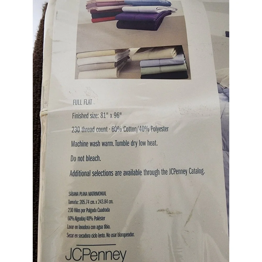 J C‎ Penney Home Collection Home Expressions Full Flat Sheet Ivory 230 TC